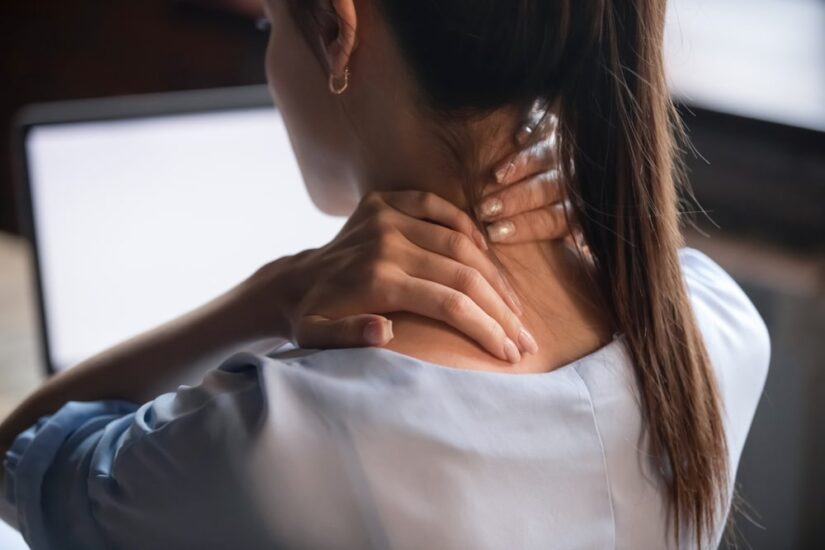 Woman Touching Her Neck