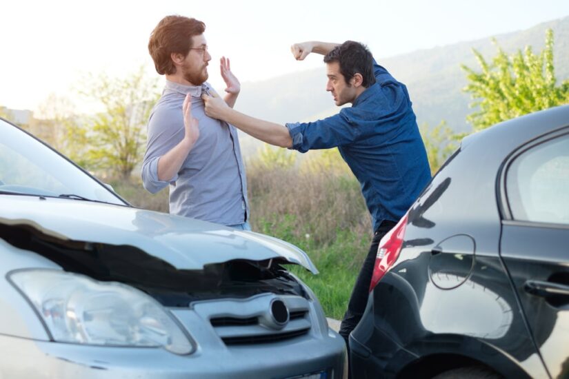 Two Persons Starting An Argument In A Car Accident