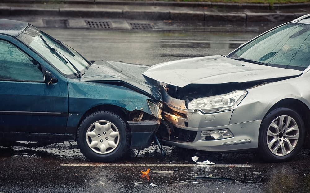 Front Row Collision Two Light Vehicle Accident